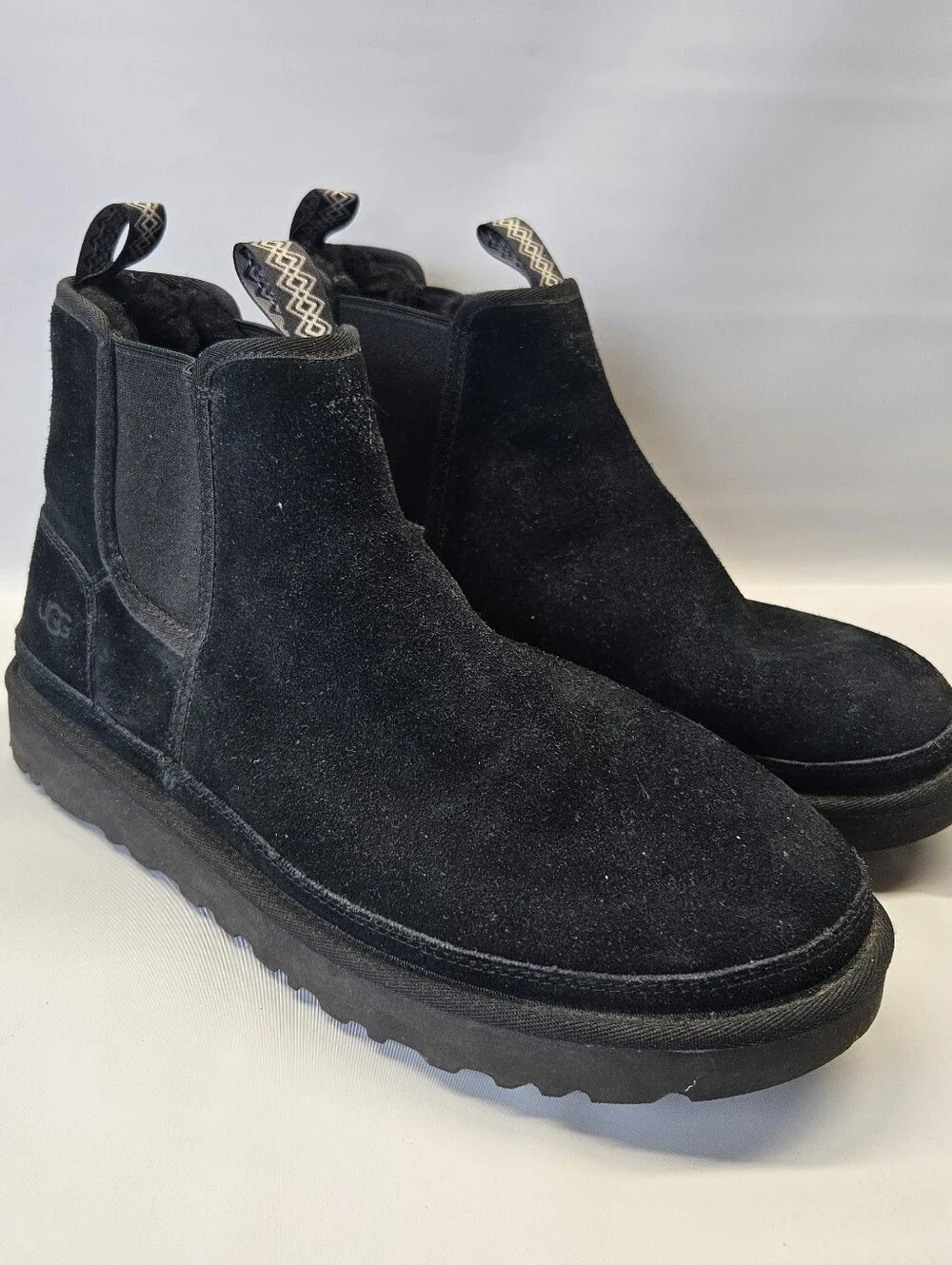 UGG Boots Neumel Chelsea Black Mens 14 Suede Pull On Lined Minimalist